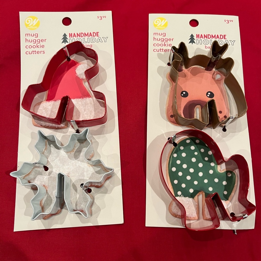 Christmas holiday mug hugger cookie cutters reindeer, hat, mit, snowflake